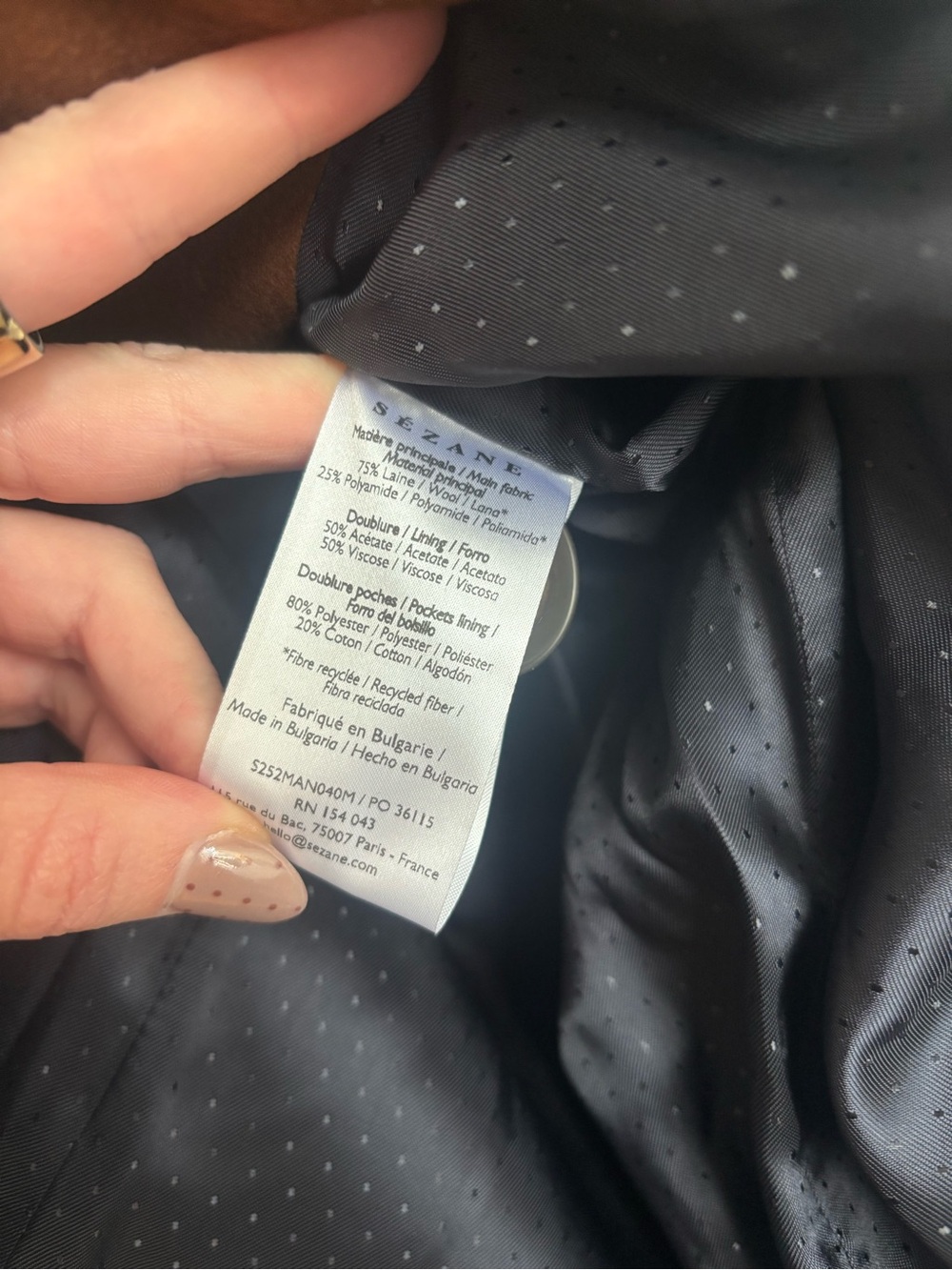 NWT Sézane Clyde Wool Coat in Chocolate Size 4/36 - Picture 9 of 9